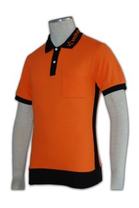 P237 polo恤訂造 胸口貼袋  撞色胸筒 polo恤專門店 polo恤製作    橙色